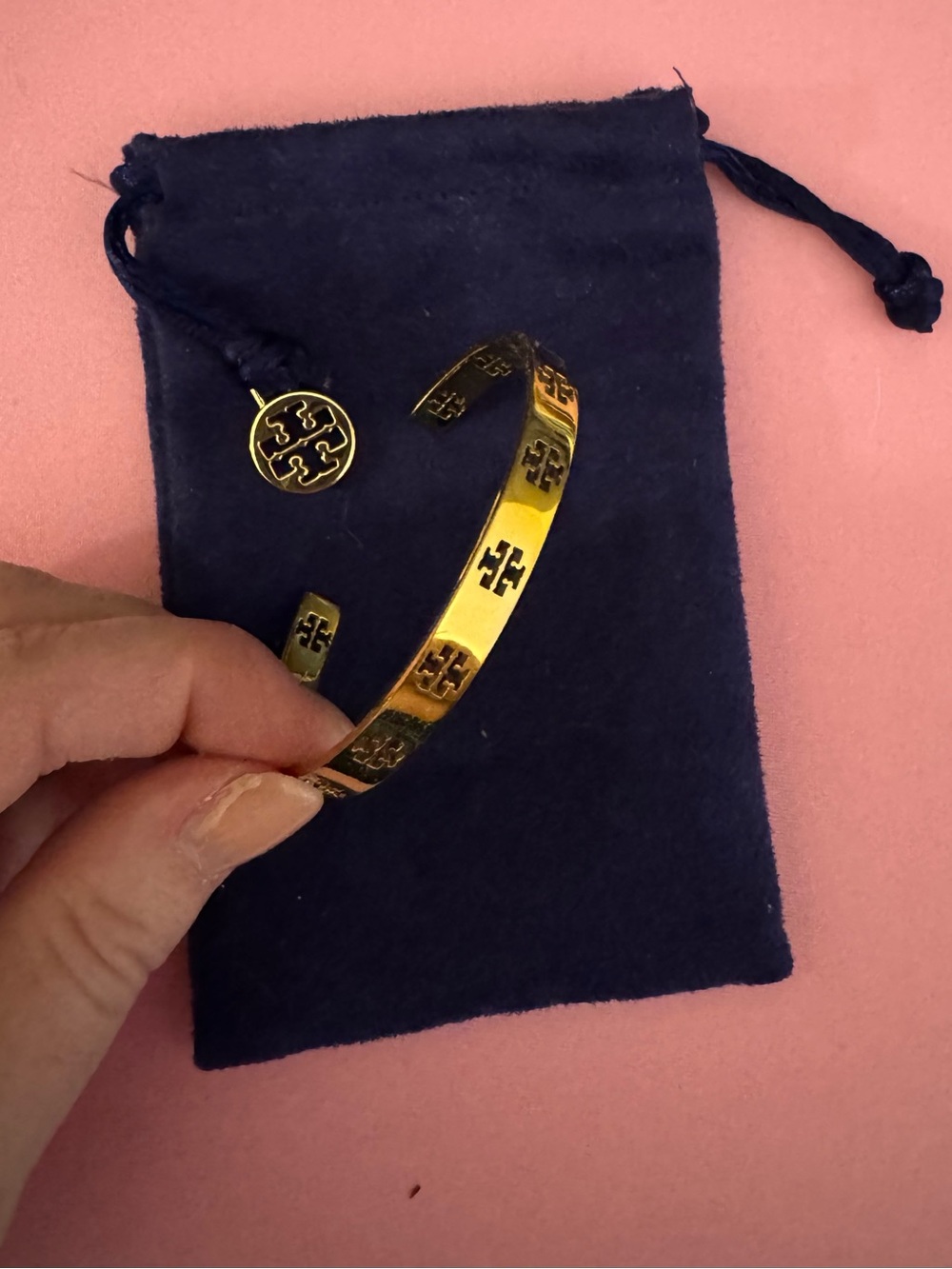 Tory Burch Gold Logo Cuff Bracelet